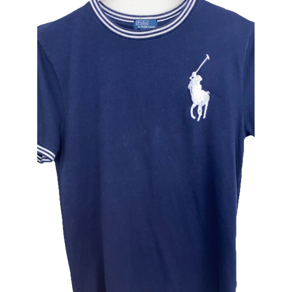 Polo‎ Ralph Lauren Big Pony Boys Crewneck Shirt Blue Short Sleeve Medium 10/12